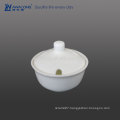 Restaurant Used Pure White Small Capacity Fine Bone China White Ceramic Relish Dish With Lid